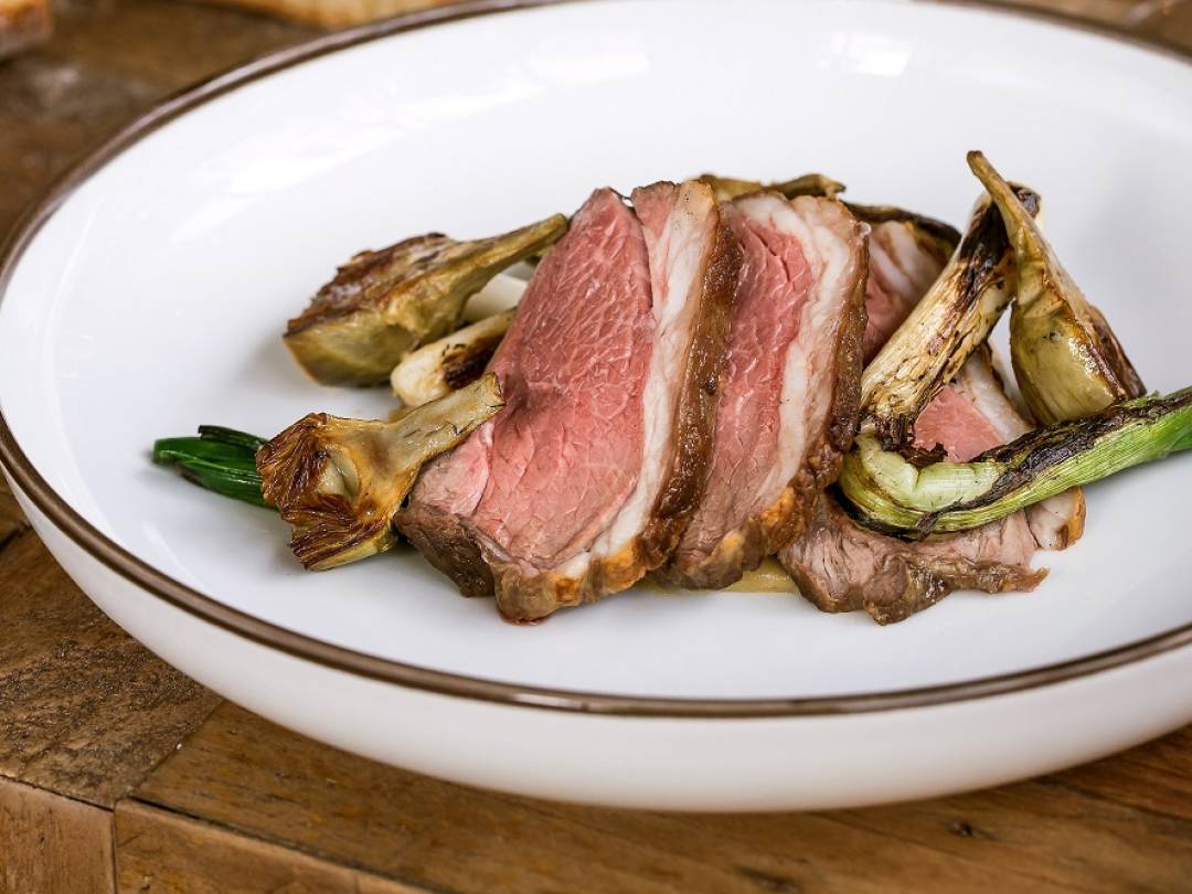 roast lamb rump calcot onion artichokes 2